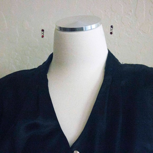 RED RHINESTONE DROP POST EARRINGS - JETSCR1 - Picture 2 of 4